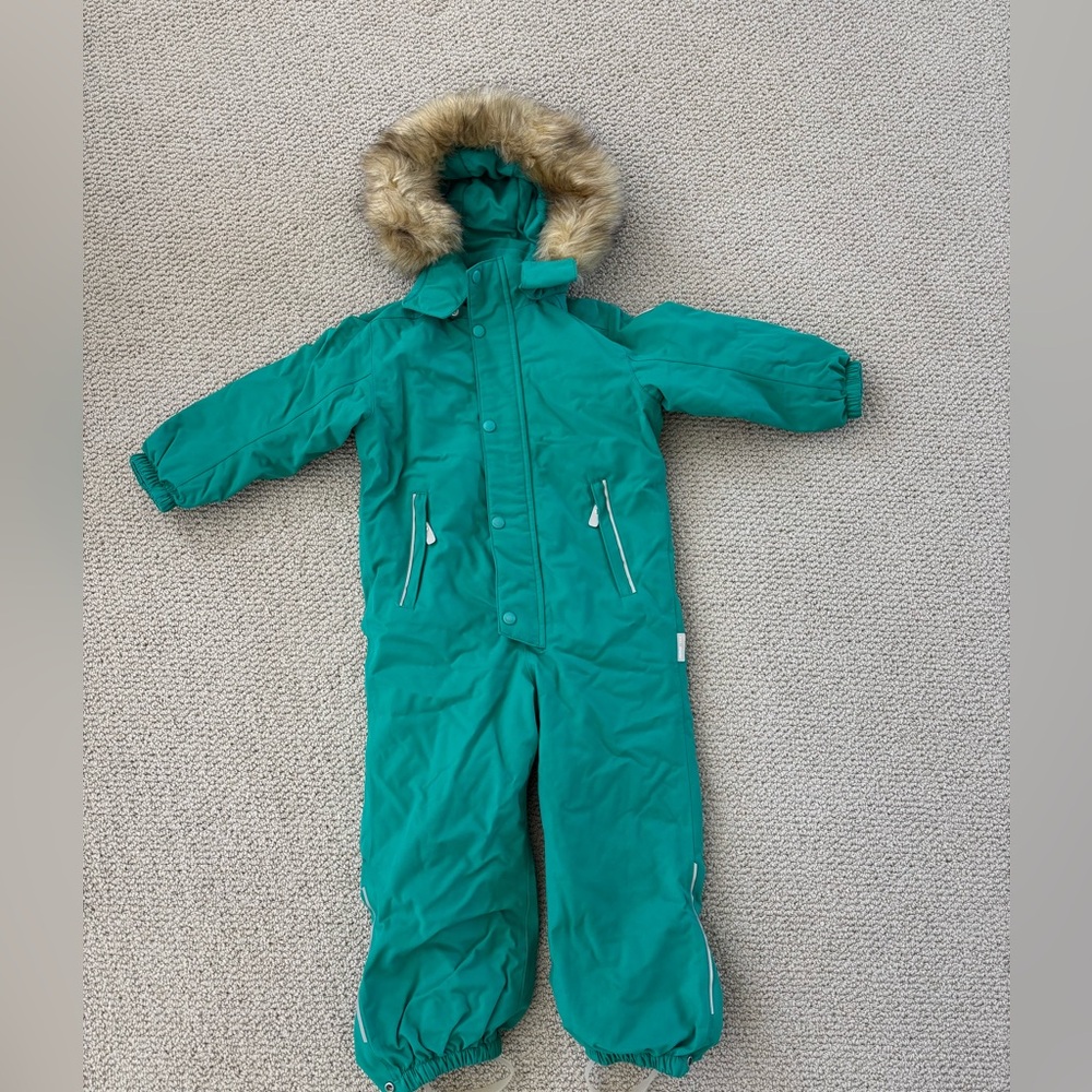 Reima Stavanger Teal Snowsuit with Faux Fur Hood